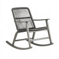 Fauteuil à bascule 105 x 70 x 100 cm en bois gris avec assise tressée style contemporain