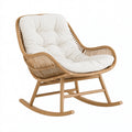 Fauteuil à bascule 92 x 68 x 98 cm en rotin naturel blanc style bohème