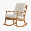 Fauteuil à bascule 68 x 95 x 100 cm en bois et tissu beige style scandinave