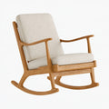 Fauteuil à bascule 68 x 92 x 100 cm en bois et tissu beige style scandinave