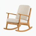 Fauteuil à bascule 65 x 90 x 100 cm en bois et tissu beige contemporain