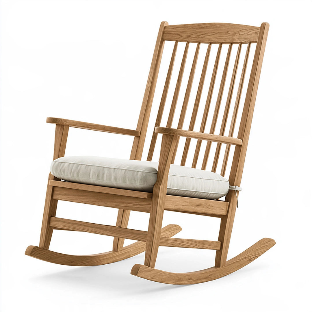 Chaise à bascule 70 x 90 x 110 cm en bois naturel avec assise rembourrée style scandinave