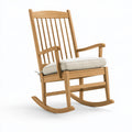 Fauteuil à bascule 68 x 92 x 110 cm en bois naturel avec coussin écru style traditionnel