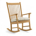 Fauteuil à bascule 70 x 92 x 110 cm en bois naturel avec assise rembourrée style classique