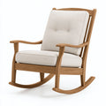 Fauteuil à bascule 70 x 92 x 102 cm bois naturel et tissu écru style scandinave