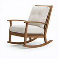 Fauteuil à bascule 70 x 95 x 100 cm en bois brun avec assise textile écrue