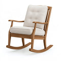 Fauteuil à bascule 70 x 95 x 105 cm en bois marron et tissu beige style scandinave