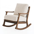 Fauteuil à bascule 70 x 90 x 98 cm en bois brun et tissu beige style scandinave