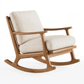 Fauteuil à bascule 95 x 70 x 100 cm en bois marron et tissu bouclette beige - style scandinave