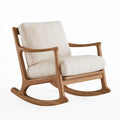 Fauteuil à bascule 75 x 85 x 95 cm en bois et tissu beige style scandinave
