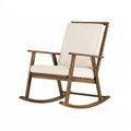 Fauteuil à bascule 68 x 90 x 98 cm en bois brun et tissu crème style scandinave