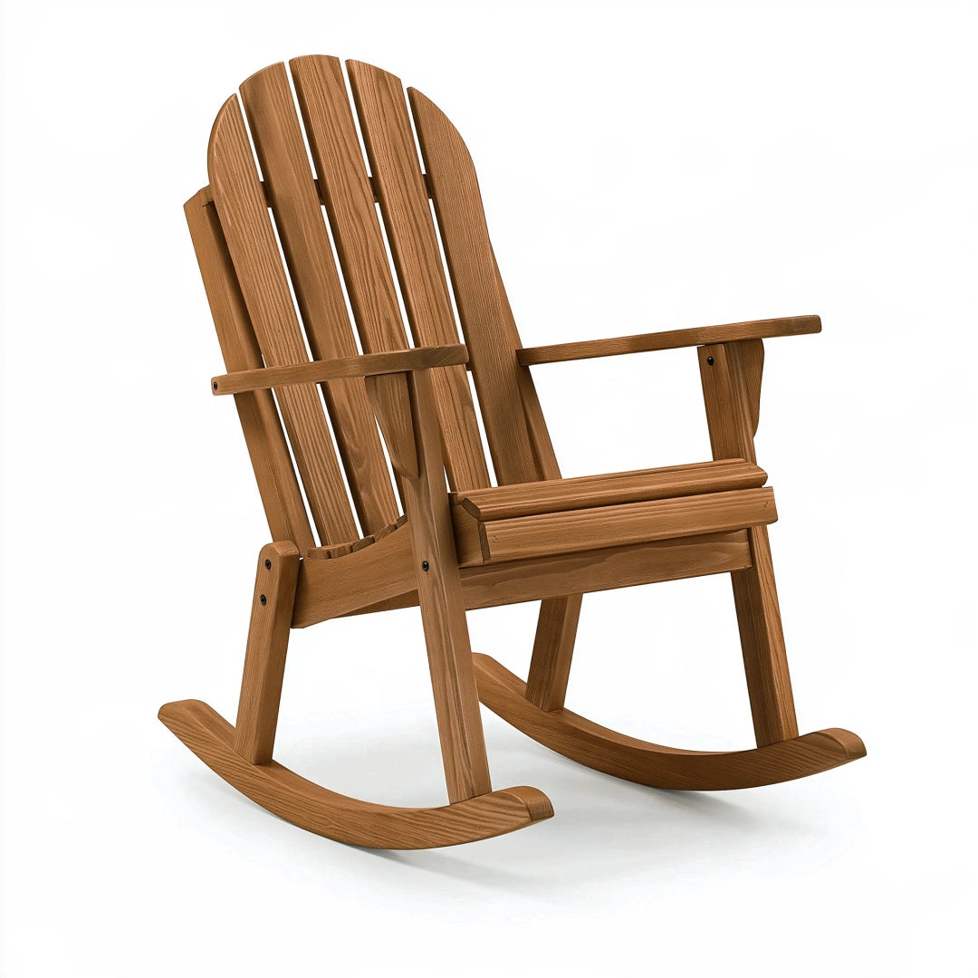 Chaise à bascule 98 x 78 x 100 cm en bois brun style Adirondack pour extérieur