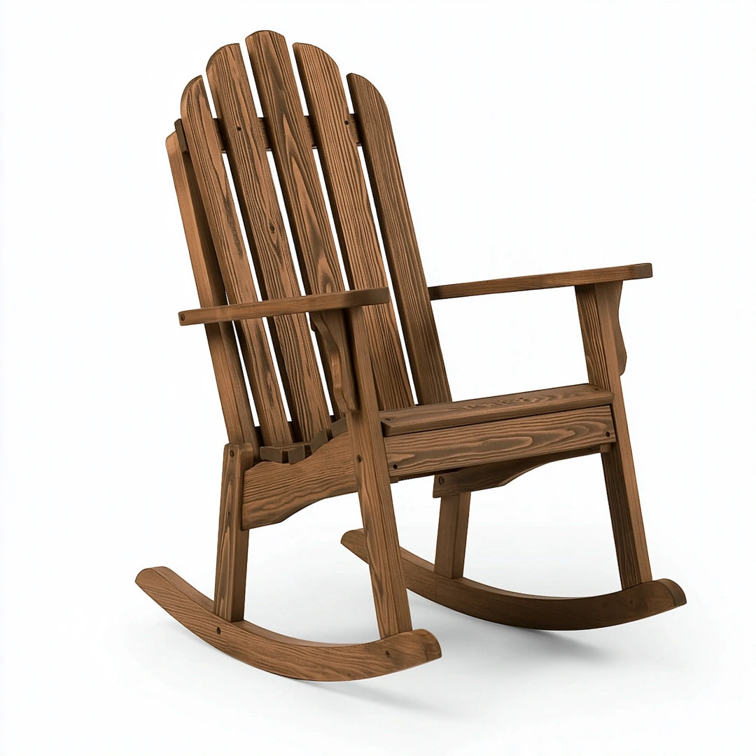Fauteuil à bascule 95 x 75 x 105 cm en bois marron style Adirondack